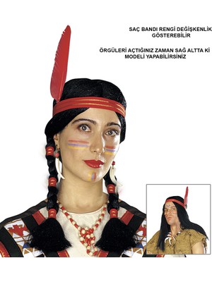 Go İthalat Sepetopia -Tüylü Örgülü Hint Peruğu Kızılderili Peruğu (5534)