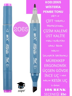 Art-x Çift Taraflı Profesyonel Çizim Kalemi Kalıcı Mürekkep Üçgen Gövde Ince Uç 1 mm Kesik Uç 2-6mm Sketch