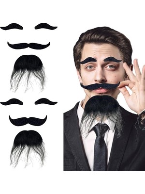 Go İthalat Sepetopia -Siyah Renk Kendinden Yapışkanlı Takma Sakal Bıyık ve Kaş Seti (5534)