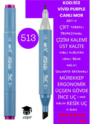 Art-x Çift Taraflı Profesyonel Çizim Kalemi Kalıcı Mürekkep Üçgen Gövde Ince Uç 1 mm Kesik Uç 2-6mm Sketch