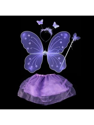 Go İthalat Sepetopia -Lila Mor Kelebek Kostümü - Lila Mor Kelebek Kostüm Aksesuar Seti 4 Parça (5534)