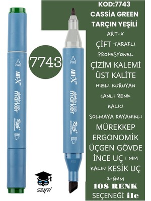 Çift Taraflı Profesyonel Çizim Kalemi Üçgen Gövde Ince Uç 1 mm Kesik Uç 2-6mm Sketch Art-X Rich