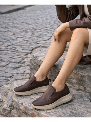 TwoEgoist Kadın Hakiki Deri Kalın Taban Hafif  Anatomik Casual Konfort  Ayakkabı