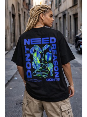 Camblys Need Sırt Baskılı Oversize Kalın Kumaş Bol Kalıp T-Shirt