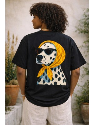 Camblys Anımal Sırt Baskılı Oversize Kalın Kumaş Bol Kalıp T-Shirt