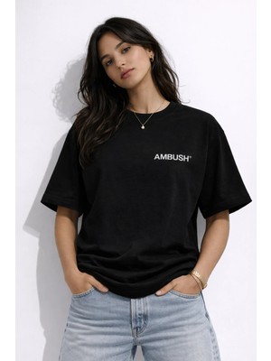 Camblys Unisex Ambush Logo Yazılı Ön Baskılı Oversize Kalın Kumaş Bol Kesim Pamuklu T-Shirt