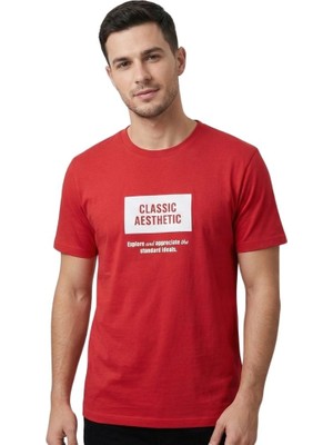 Trender Aesthetıc Erkek O Yaka T-Shirt Classic Kırmızı