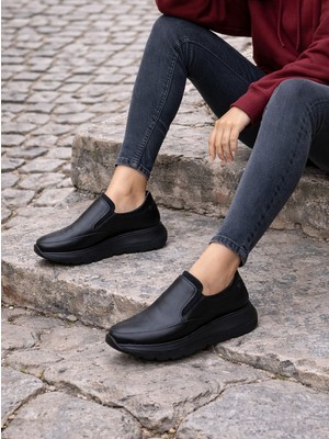 TwoEgoist Kadın Hakiki Deri Kalın Taban Hafif  Anatomik Casual Konfort  Ayakkabı