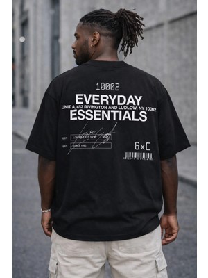 Camblys Unisex Essentıals Everday Sırt Baskılı Oversize Kalın Kumaş Bol Kesim Pamuklu T-Shirt