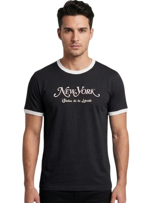 Trender York Erkek O Yaka T-Shirt New Siyah