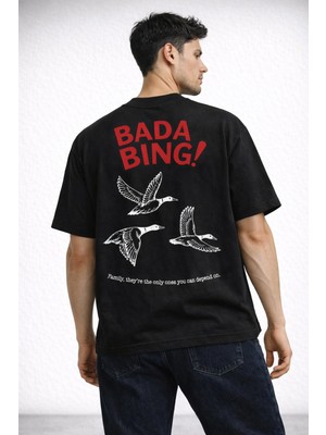 Camblys Unisex Bada Bind Sopranos Dizi Replik Sırt Baskılı Oversize Kalın Kumaş Bol Kesim Pamuklu T-Shirt