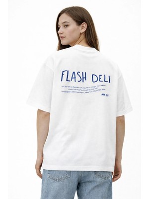 Camblys Unisex Nnn.07 Flash Deli Özel Seri Sırt Baskılı Oversize Kalın Kumaş Bol Kesim Pamuklu T-Shirt