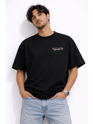 Camblys Unisex Jpgaul Ataç Logo Yazılı Ön Baskılı Oversize Kalın Kumaş Bol Kesim Pamuklu T-Shirt