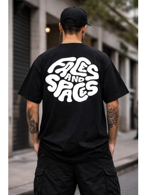 Camblys Unisex Faces And Space Baskılı Oversize T-Shirt
