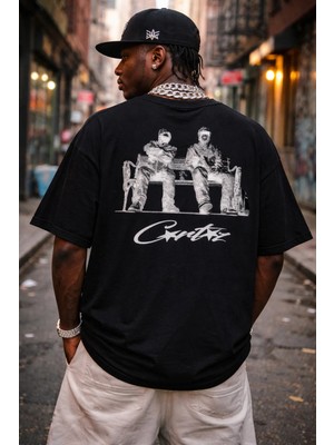 Camblys Unisex Cortiez Bank Baskılı Oversize Kalın Kumaş Bol Kalıp Unisex T-Shirt