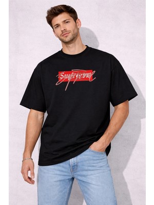 Camblys Unisex Supreme Graffiti Baskılı Oversize Kalın Kumaş Bol Kesim Pamuklu T-Shirt