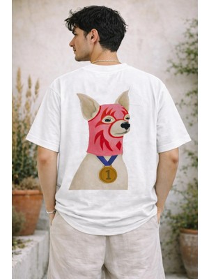 Camblys Anımal Sırt Baskılı Oversize Kalın Kumaş Bol Kalıp T-Shirt