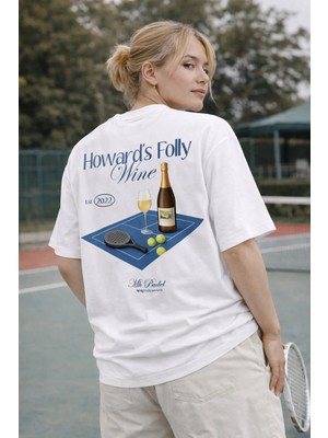 Camblys Unisex Tennis Clup Flop Wine Sırt Baskılı Oversize Kalın Kumaş Bol Kesim Pamuklu T-Shirt