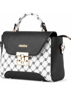 Armine 378 Omuz & El Çantası Beyaz Noktalı