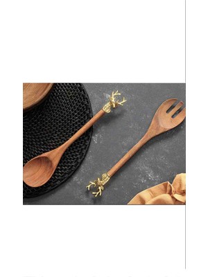 Porland Deerest Golden 2li Salata Servis Seti 35 cm