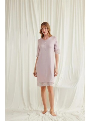 Fantastik Store Arias Closet Dantel Detaylı Kısa Kollu ve Önü Düğmeli Gecelik