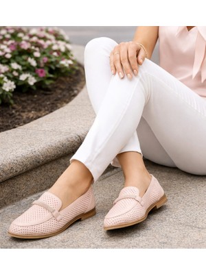 TwoEgoist Kadın Hakiki Deri Günlük Tokalı Klasik  Babet Loafer Ayakkabı