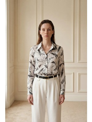 Hiccup Kadın My Fashıon Desenli Düğmeli Gömlek Siyah