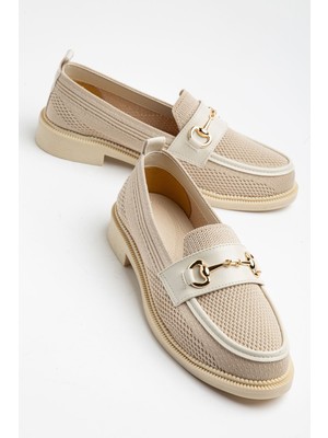 Shemard Vita Kadın Bej Triko Günlük Tokalı Detaylı Babet