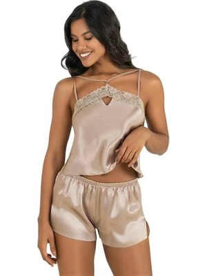 Fantastik Store Arias Closet Taş Saten Şort Takımı