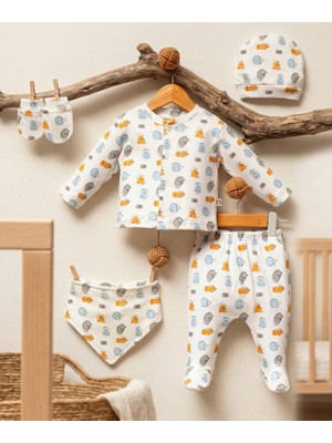 Mahfel 5'li Kirpi %100 Pamuk Premium Hastane Çıkış Seti 009