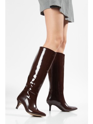 Shemard Kahve Rugan  Kadın Çizme