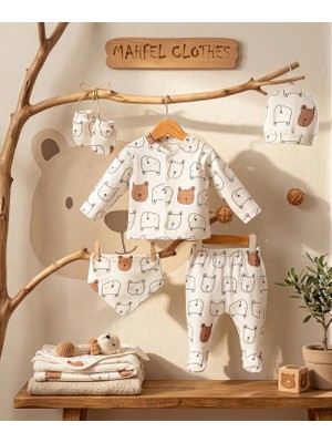 Mahfel 5'li Köpekli %100 Pamuk Premium Hastane Çıkış Seti 009