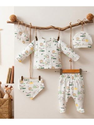 Mahfel 5'li Hayvanalemi %100 Pamuk Premium Hastane Çıkış Seti 009