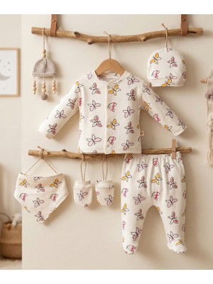 Mahfel 5'li Kelebek %100 Pamuk Premium Hastane Çıkış Seti 009