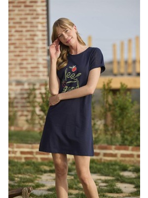 Fantastik Store Arias Closet Meyve ve Yaprak Baskılı Dantelli "feel Good" Gecelik