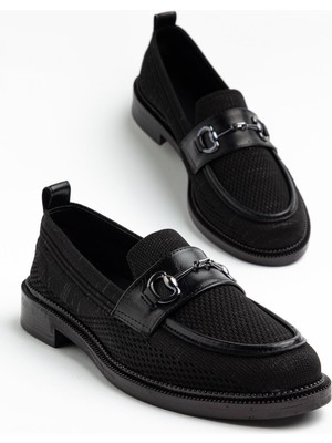 Shemard Vita Kadın Siyah Triko Günlük Tokalı Detaylı Babet