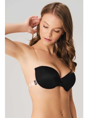 Fantastik Store Arias Closet Balenli Destekli Dolgulu Askısız Straplez Sırtı Şeffaf Sırt Dekoltesi Sütyeni