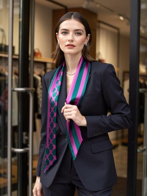 Mor Çizgi Desenli Kadın Fular,ceket, Elbise ve Gömlek Kombinleri Için, Hediye Olarak Ideal