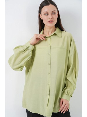 Hiccup Kadın Bdart Oversize Uzun Kollu Gömlek Yeşil