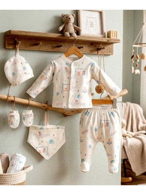 Mahfel 5'li Seksek %100 Pamuk Premium Hastane Çıkış Seti 009