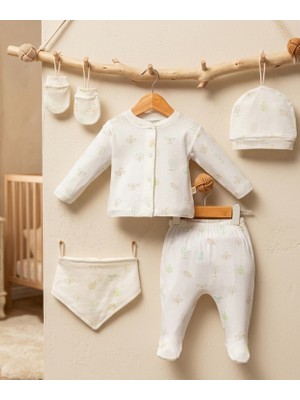 Mahfel 5'li Yaprak %100 Pamuk Premium Hastane Çıkış Seti 009