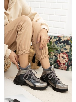 Shemard Tammy   Bağcık Detaylı Spor Bot Siyah-Gri