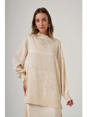 Nuss 3013 Jakar Detay Tunik Krem