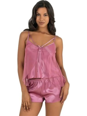 Fantastik Store Arias Closet Gül Kurusu Saten Şort Takımı