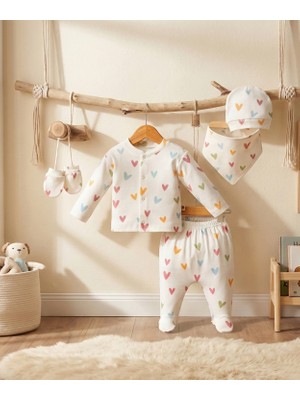 Mahfel 5'li Kalpli %100 Pamuk Premium Hastane Çıkış Seti 009