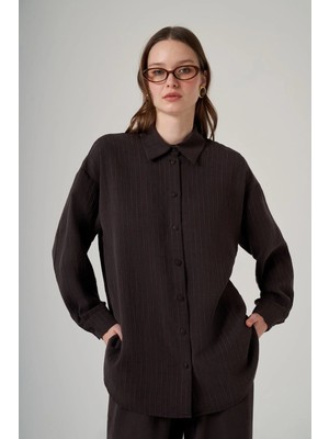 Nuss 1081 Kendinden Çizgili Pantolonlu Takım Bitter