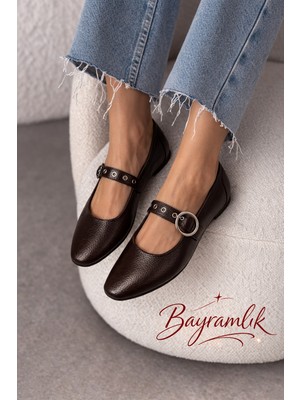 Bermody Viena Kadın Rugan Hafif Rahat Taban Şık Tokalı Kapsüllü Günlük Ofis Bayramlık Babet Ayakkabı