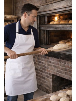Dery Collection Şef Mutfak Önlüğü 70X80 Beyaz Ayar Tokalı(kırık beyaz renk)