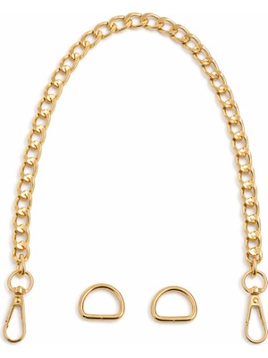 Nildenhobim Zincirli Çanta Sapı ve Çanta Ön Süsü – Altın Renk Aksesuarlı - 45 cm