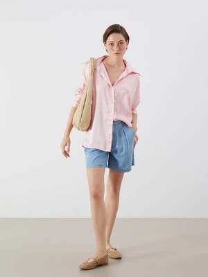 Lc Waikiki Yeni Sezon Loose Fit Kadın Pileli Jean Şort